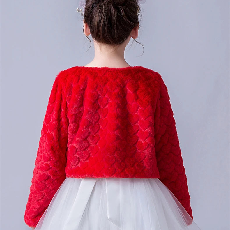 110-160cm Winter Red Girls Jacket Coat Long Sleeve Warm Shrug Cape Cardigan Sweater Kids Clothes 4 to 16 Years RKC185102 | Детская