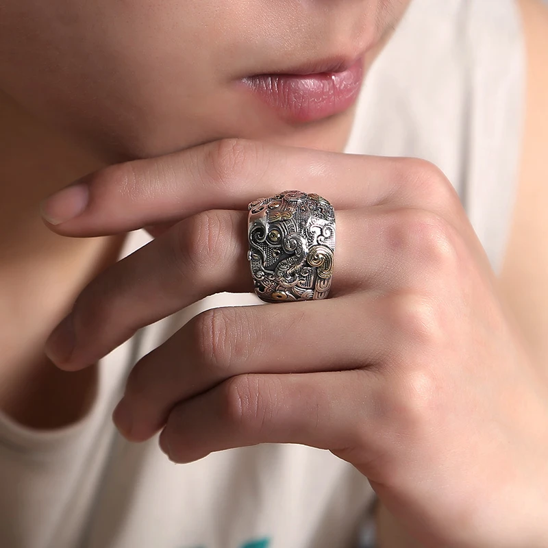 Мужское и женское регулируемое кольцо для влюбленных серебро 100% пробы украшение