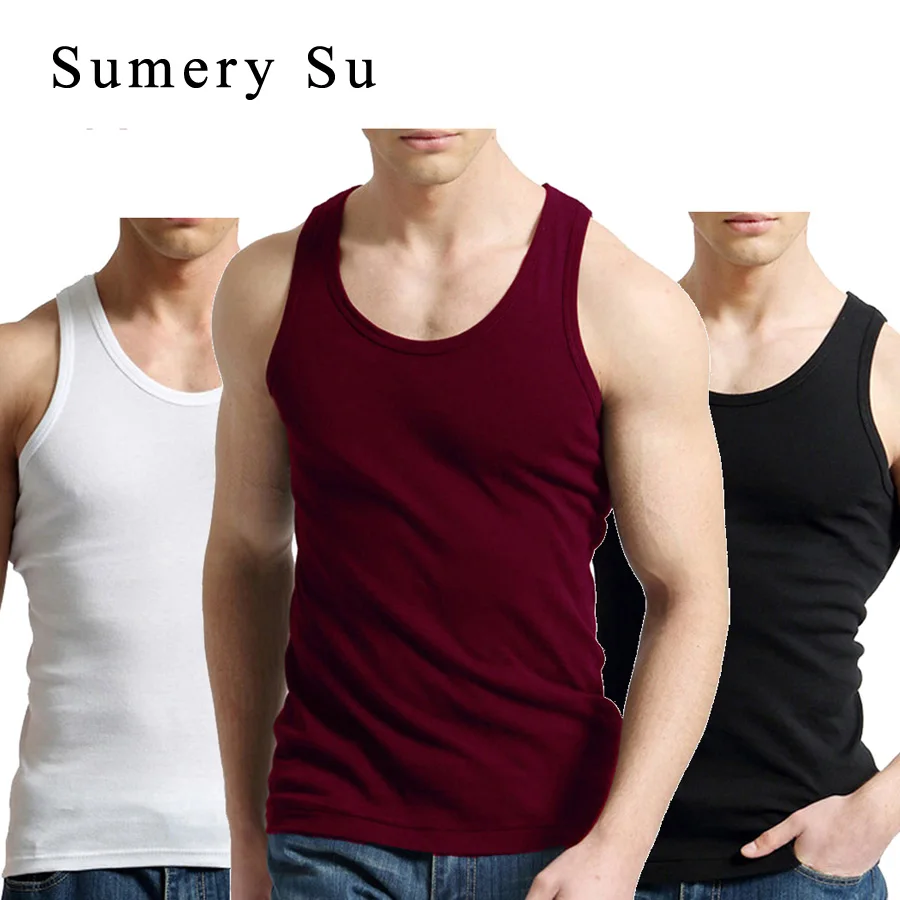 Tank Tops Men Cotton Running Vest Fitness Cool Summer Sleeveless Top Gym Sport Slim Casual Undershirt Male 7 Colors 1PCS