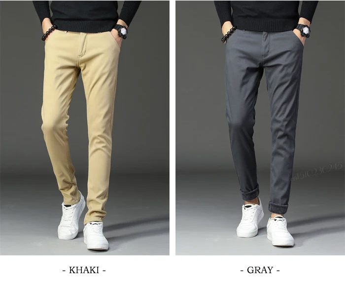 Зимние новые мужские теплые повседневные брюки бизнес мода Slim Fit стрейч плотные брюки мужские брендовые хаки ВМФ серые брюки