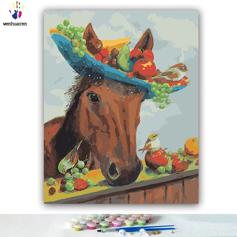 DIY картинки для раскраски по номерам с цветами Лошадь Единорог Белая лошадь