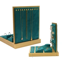 hot quality green set necklace bracelet ring for counter jewellry dispaly jewelry earring holder ornament display stand green