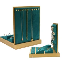 Hot Quality  Green Set Necklace Bracelet Ring For Counter Jewellry Dispaly Jewelry Earring Holder Ornament Display Stand Green