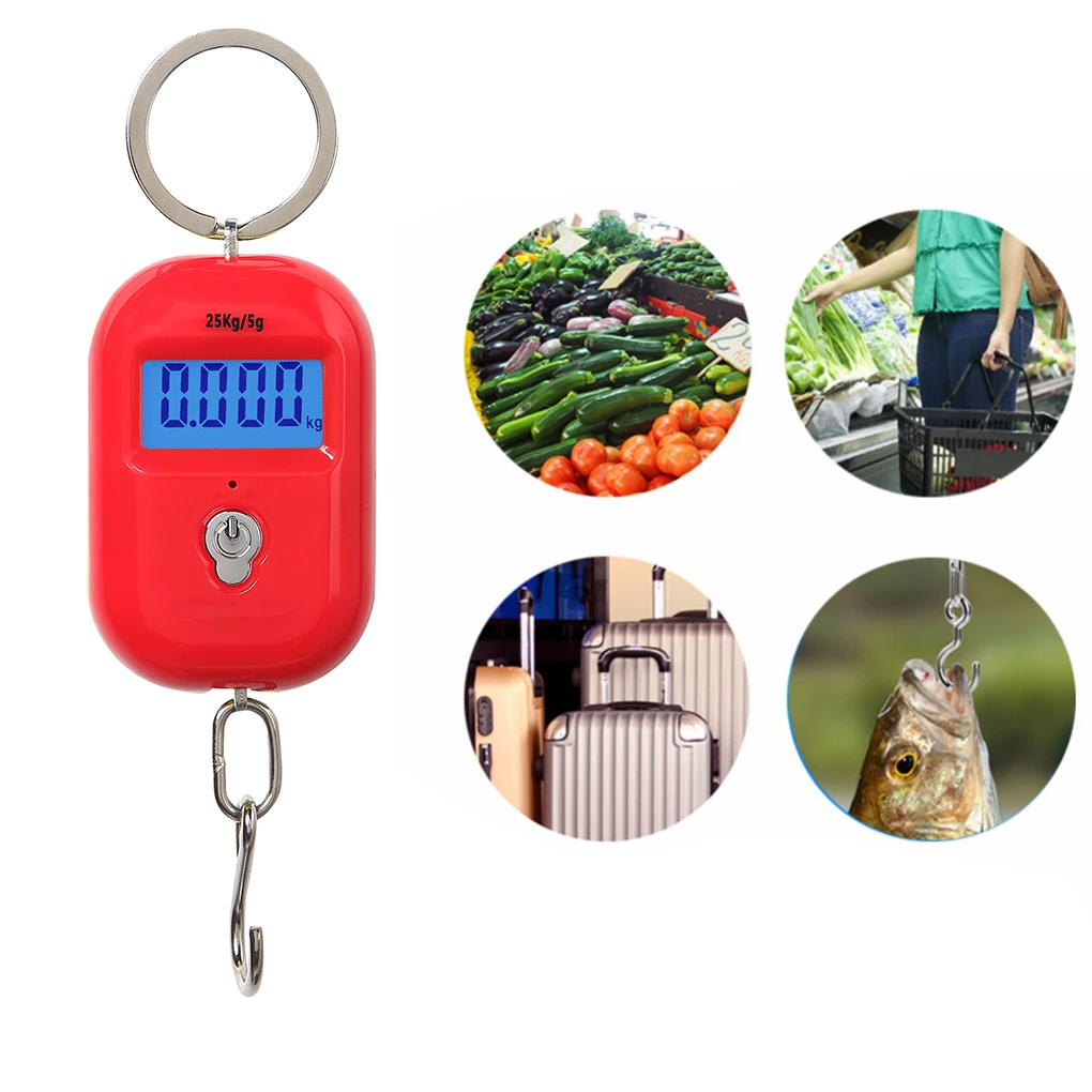 

Mini Luggage Scale 25Kg x 5g Portable Digital LCD Backlight Display Keychain Hanging Hook Electronic Scales For Fishing Travel