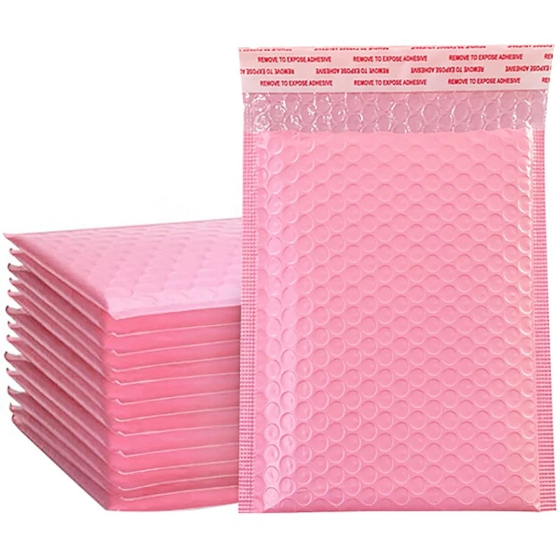 

50 шт пенопластовые конверты, пакеты для самозапечатывания, мягкие конверты с пузырьковый почтовый пакет упаковочный пакет розовый