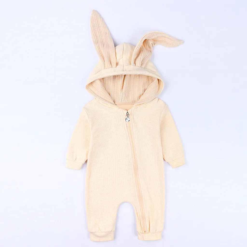 Детские комбинезоны с капюшоном и милыми заячьими ушками для маленьких