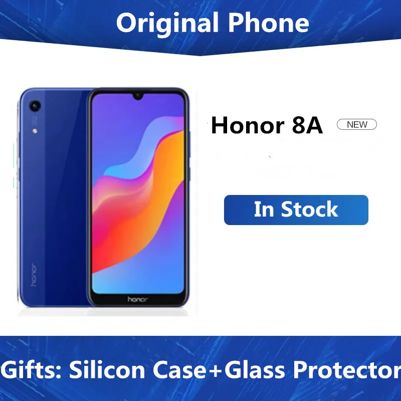 Honor 8A, 4G, LTE, мобильный телефон, MTK6765, четыре ядра, Android 9,0, 6,09 дюймов, ips, 1560X720, 3 Гб ram, 64 ГБ rom, Face ID, 3 слота
