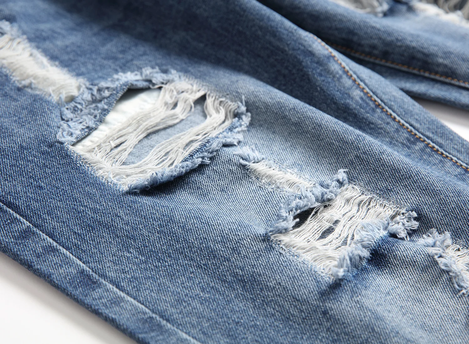 

2020 with Holes Jeans Youth New Style Classic Begging for Tattered Beggar Blue Jeans