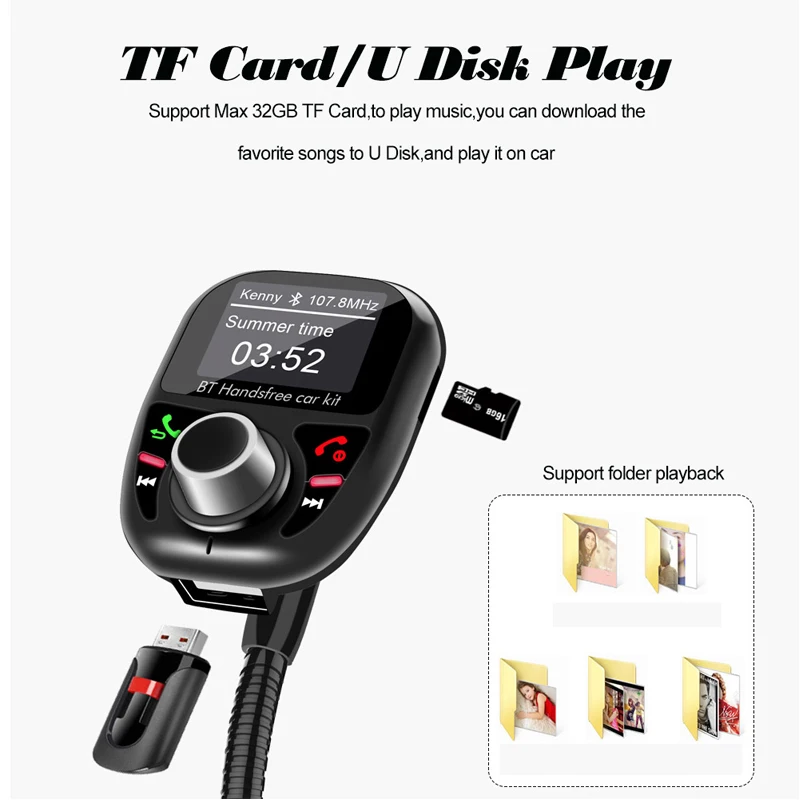 Автомобильный комплект громкой связи беспроводной Bluetooth FM передатчик ЖК дисплей