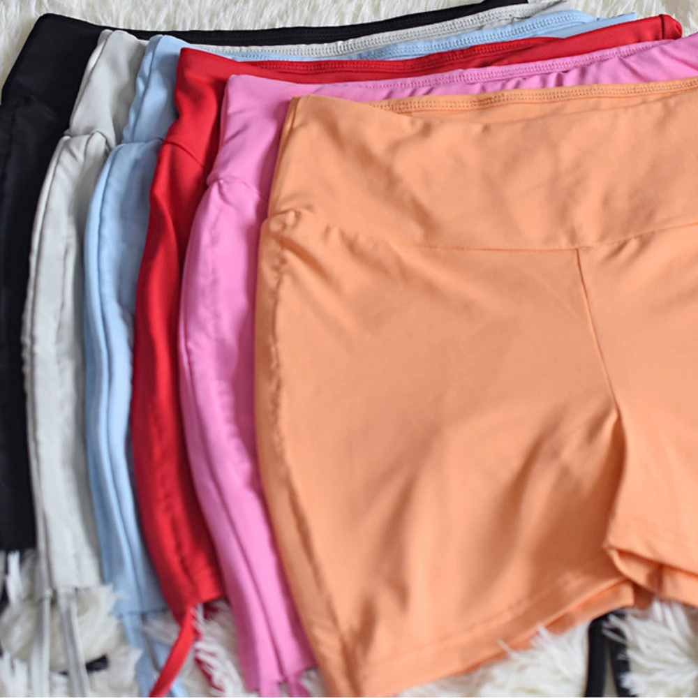 

Ruched Training Sports Bra Slinky High Waist Cycling Shorts Biker Drawstring Fitness Outfit Yoga Gym Wear Lounge Workout Stretch