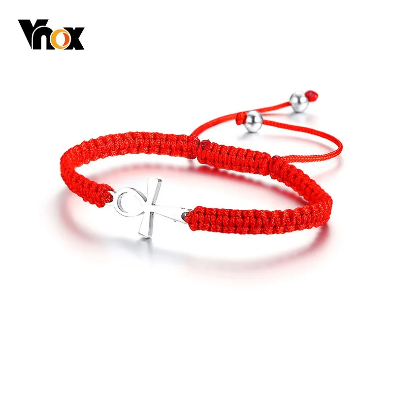 

Vnox Ankh Cross Red String Cord Kabbalah Bracelets for Women Success Protection and Lucky Link Chain Bracelet Size Adjustable