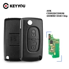 KEYYOU 434 МГц спросить FSK 2 кнопки дистанционного флип ключа автомобиля брелок ID46 чип для Peugeot 107 207 307 308 407 607 CE0523 Ce0536 VA2HCA лезвие