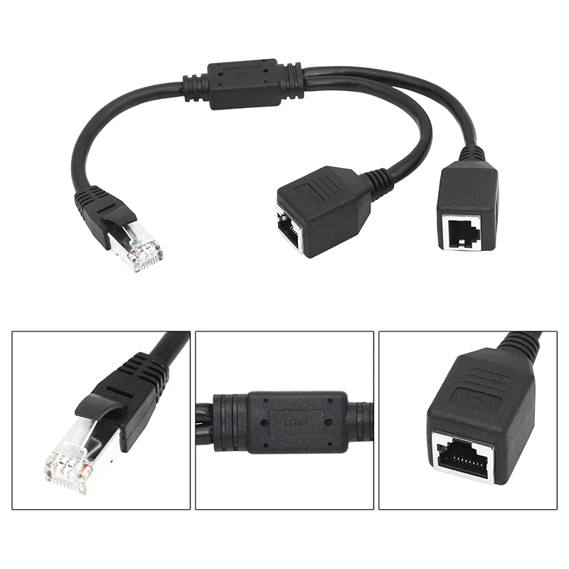 RJ45 1 Male to 2 Female Ethernet Splitter Cable for Super Cat5 Cat6 Cat7 LAN Network Extension Adapter |
