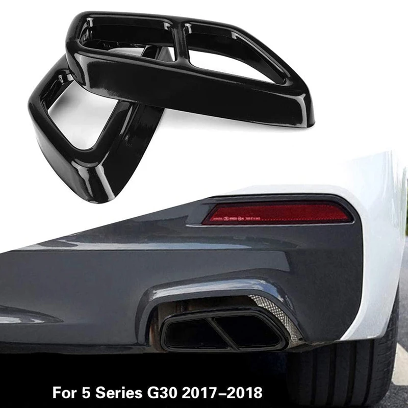 

Car Stainless Steel Black Exhaust Tailpipe Cover Trim for -BMW 5 Series G30 528Li 530Li 2017-2018