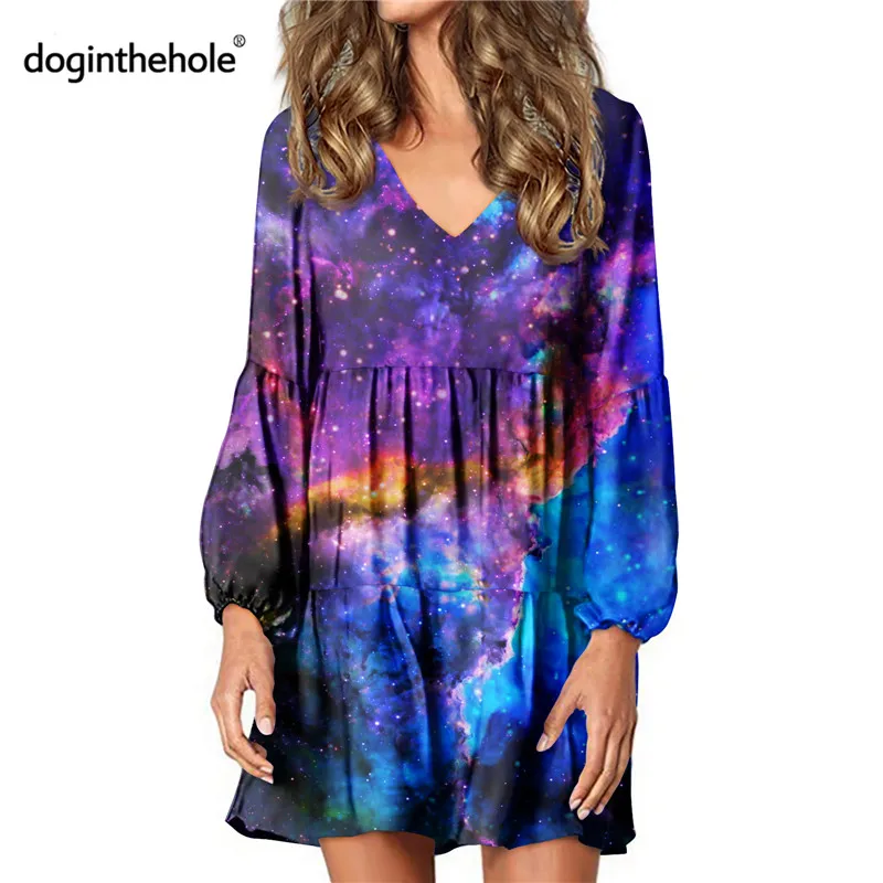 

Женское Плиссированное мини-платье с V-образным вырезом и длинным рукавом