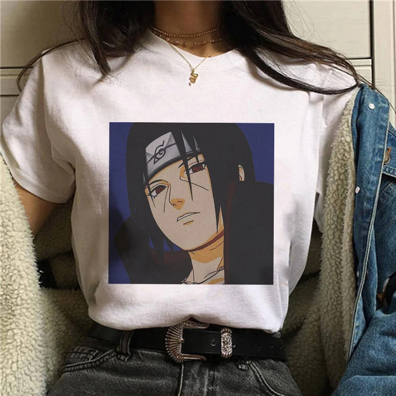 Японские Аниме крутые Uchiha Sasuke Mujer Camisetas белый топ летние футболки с эстетичным