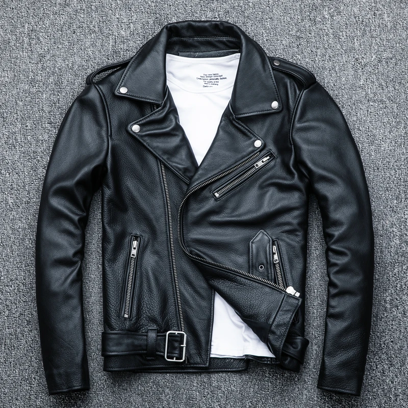 

Free Shipping,Popular!Brand new genuine leather jacket.mens biker cowhide coat.slim plus size leather clothing.quality.cheap
