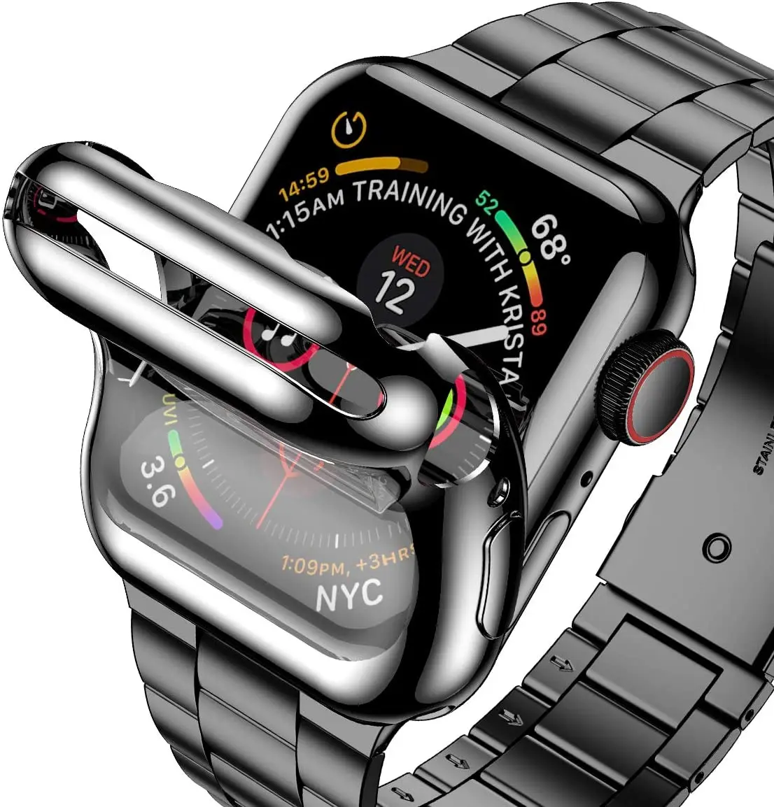 Чехол + ремешок для Apple Watch 5 3 band 44 мм 40 42 мм/38 металлический браслет из нержавеющей