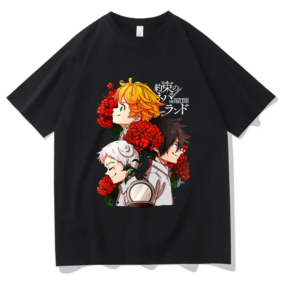 

Japan Anime The Promised Neverland Short Sleeve Tee Emma. Norman. Ray.Printed T-shirt Oversized Summer Women Men Casual Tshirt