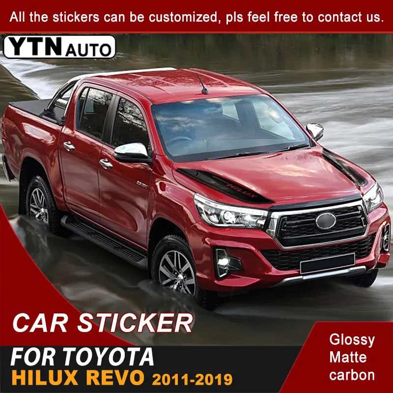Для Toyota Hilux Revo 2011-2016 2017 2018 2019 крышка капота автомобильные наклейки в полоску