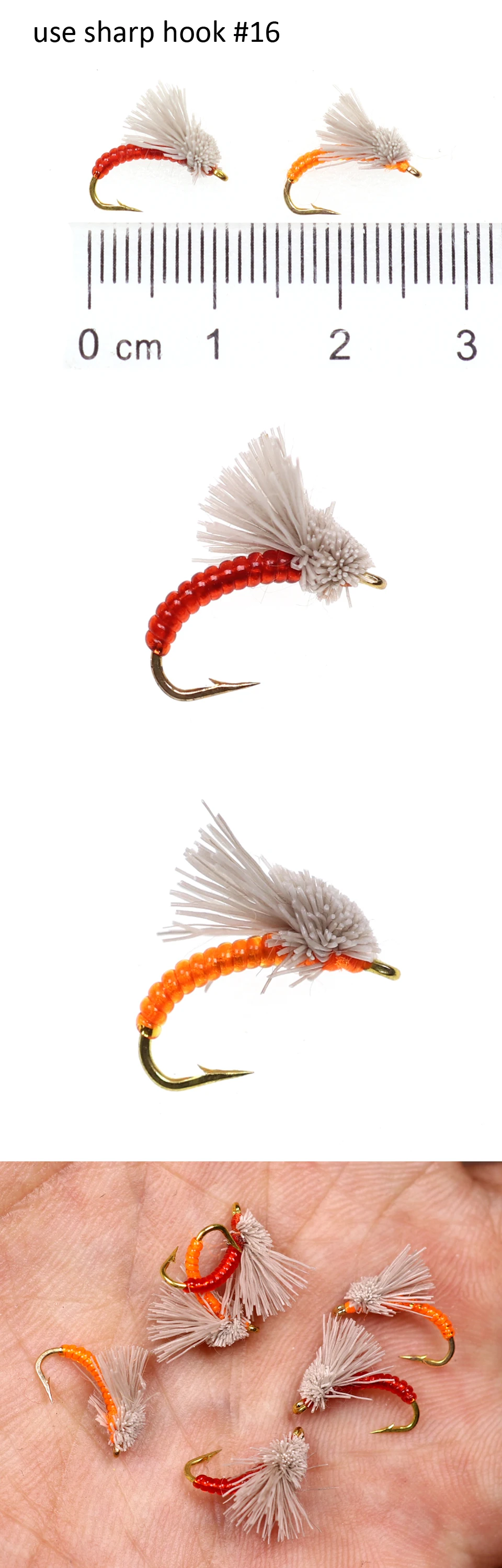 ICERIO 8PCS Serendipity Buzzer Midge pupa Nymphs Flies Trout Fishing Fly Lures#16