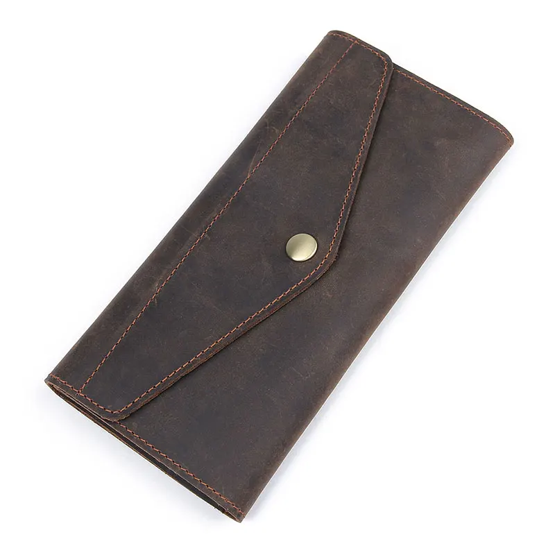 

Мужской кошелек из натуральной кожи, Длинный дизайнерский складной бумажник двойного сложения, винтажный клатч с кармашком для монет, кред...