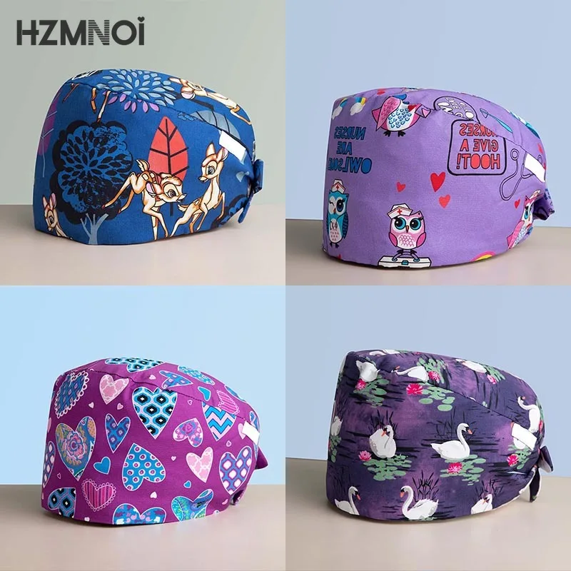 

Multicolor Printing Female Nurse Cap Surgeon Surgical Cap Dental Surgical Cap Beauty Salon Chef Dustproof Scrub Cap
