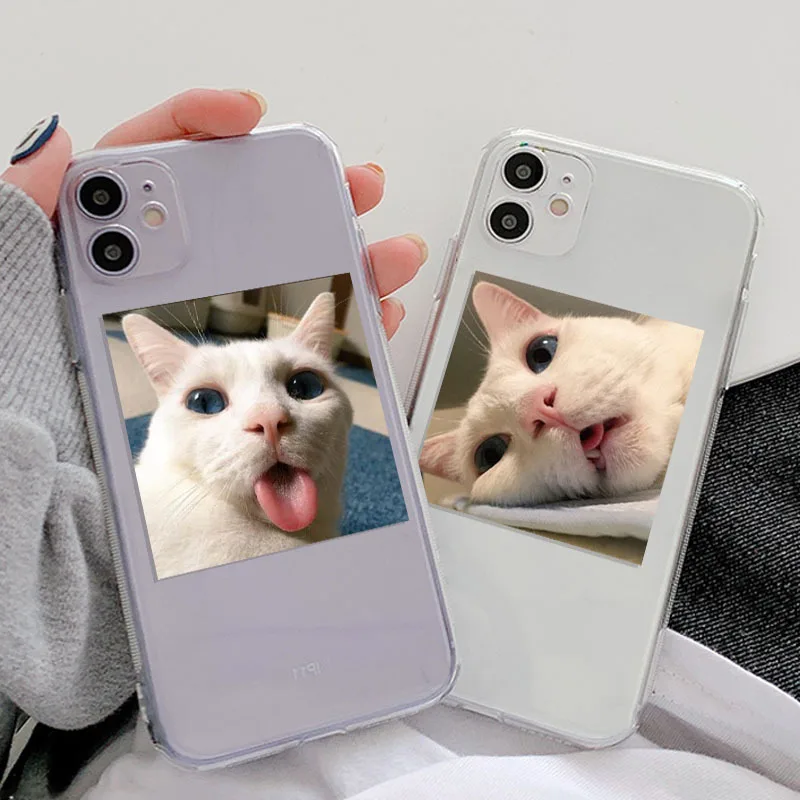 Чехол для IPhone 12 прозрачный чехол 11 Pro Max X Xr Xs 6 6s 7 8 Plus с мультяшным рисунком кота