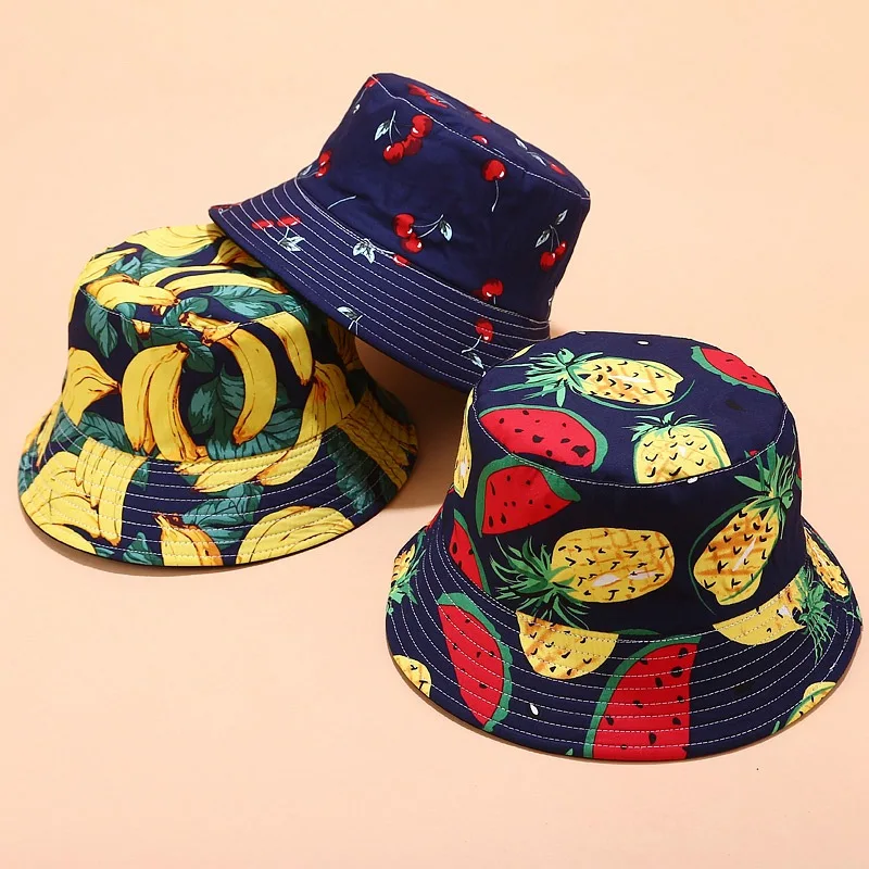 New Panama Bucket Hat Men Women Summer Fruit Banana Cap Print Yellow Bob Hip Hop Gorros Femme Sombrero | Аксессуары для одежды