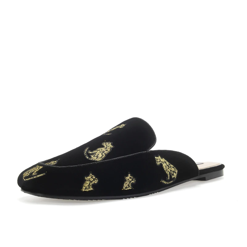 

Flat Shoes Female Mules For Women 2021 Slippers Casual Loafers Slides Luxury PU Floral Embroider Basic Rubber Fashion Shoes Slip