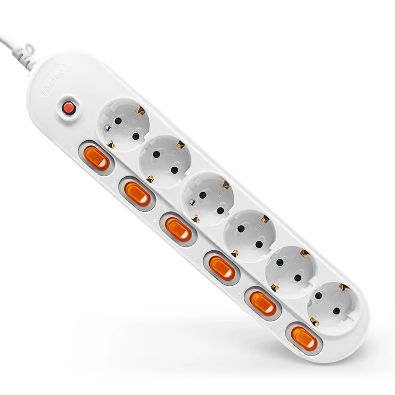 

Power Strip Surge Protection 3/4/5/6 AC Outlets 10/16A Electrical Extension Sockets Independent Control Switches 1.5/2.5M Cord