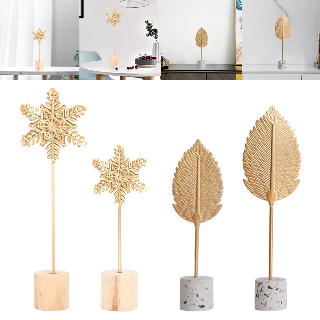 

Snowflake Leaf Decorative Sculptures Ornaments Figurines Tabletop Metal Statues Present Office Desktop Bedroom Decor
