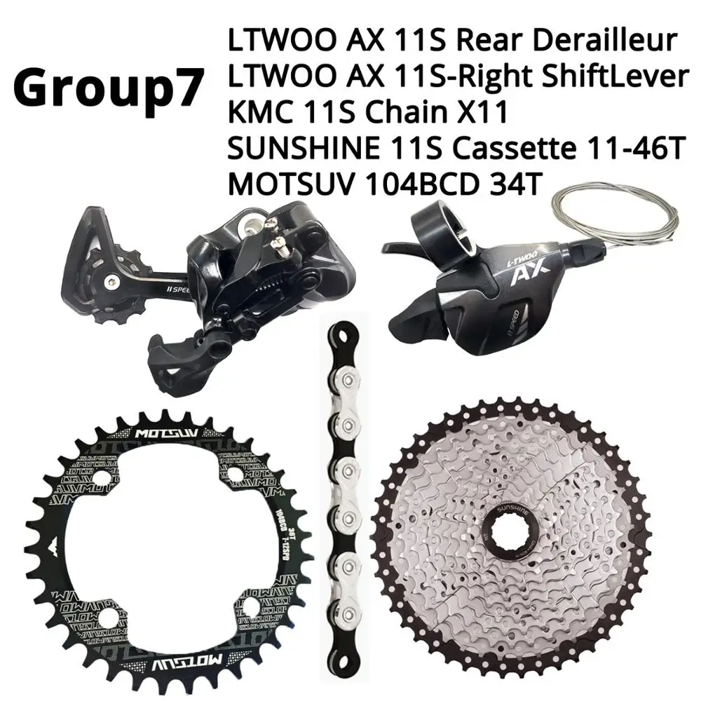 104BCD-34T 11-46T LTWOO AX 1X11S 11 S 11 speed Groupset рычаг переключения передач задний переключатель KMC X11 SUNSHINE Cassette 46T 50T 52T MOTSUV Chainring 32-38T - Цвет: 104BCD-34T 11-46T