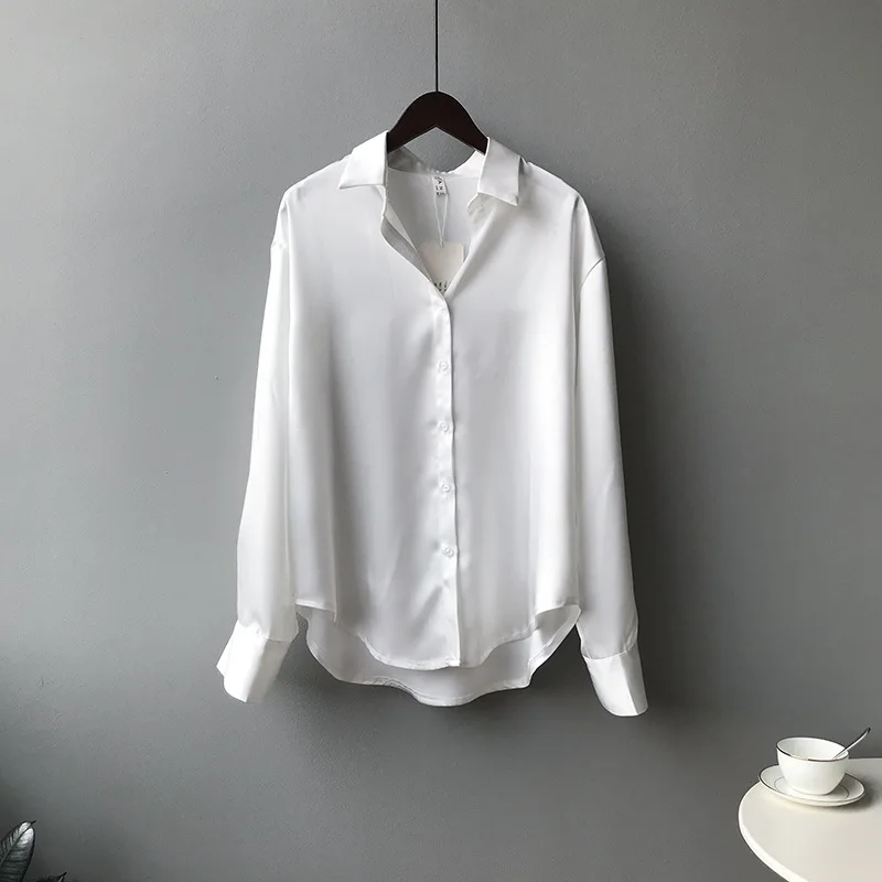 

Shirt Fall 2021 New Fashion Pure Color Temperament Loose Thin Long Sleeve Lapel Shirt Women