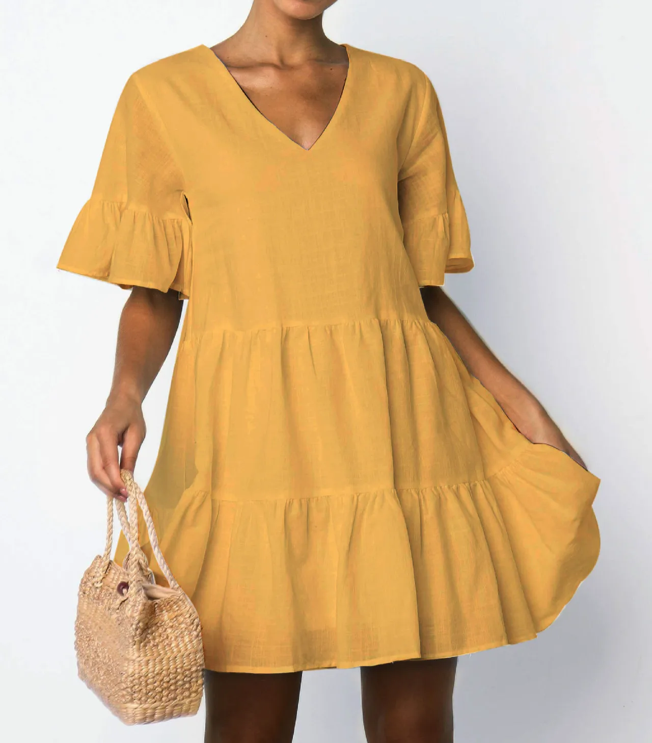 2019 сексуальное платье с глубоким v образным вырезом и коротким рукавом белое