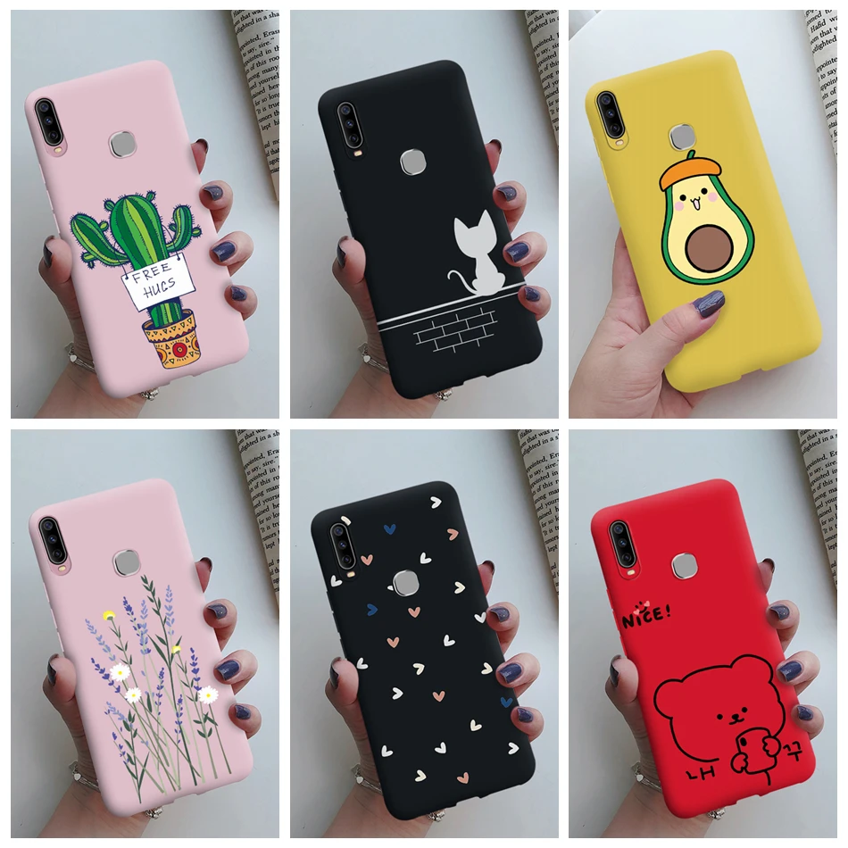 Силиконовый чехол для Vivo Y12 Y15 Y17 Y3 Y19 1915 U3 1904 задняя крышка милый кот кактус