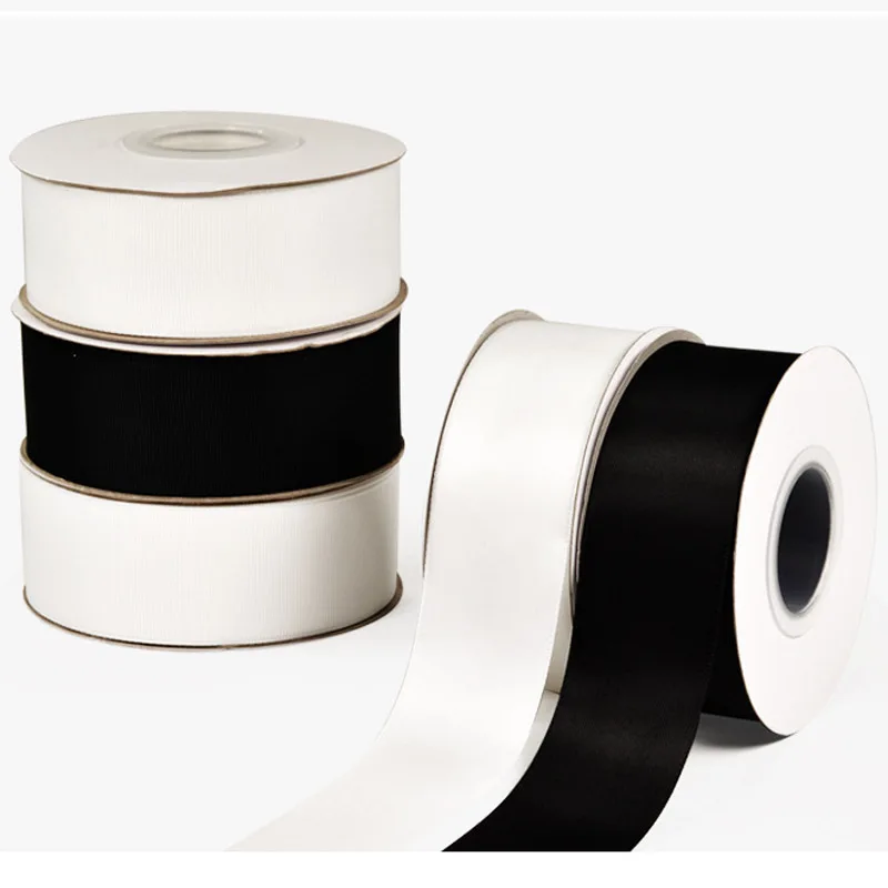 (5yards/lot/color) black and white satin ribbon wedding party decoration grosgrain handmade craft material | Дом и сад