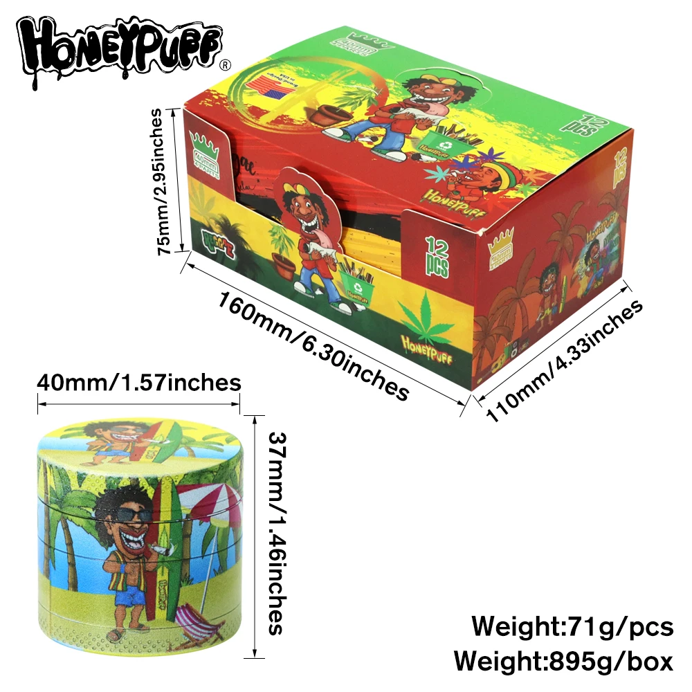 Мельница для табака и травы HONEYPUFF 40 мм 4 шт. из цинкового сплава серия с