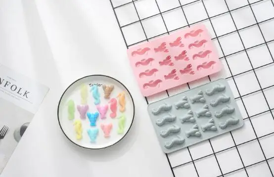 Силиконовая форма для торта 14 с омаром морской конек шоколадная |