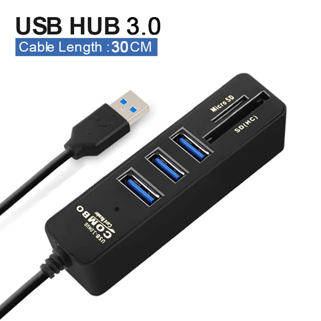 30cm Black USB 3.0 Usb-концентратор 3,0 Мульти USB C 3,0 usb-хаб высокого Скорость 3/6 Порты хаб TF/SD кард-ридер USB C концентратор для ПК Компьютерные аксессуары - Цвет: 30cm Black USB 3.0
