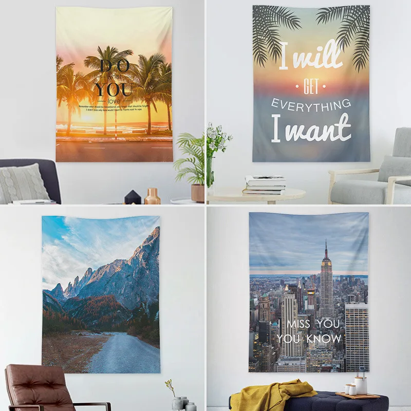 

Landscape Fabric Tapestry On The Wall Bedroom Background Clothes Living Room Decoration Accessories Large Fabric Wall Tapestry