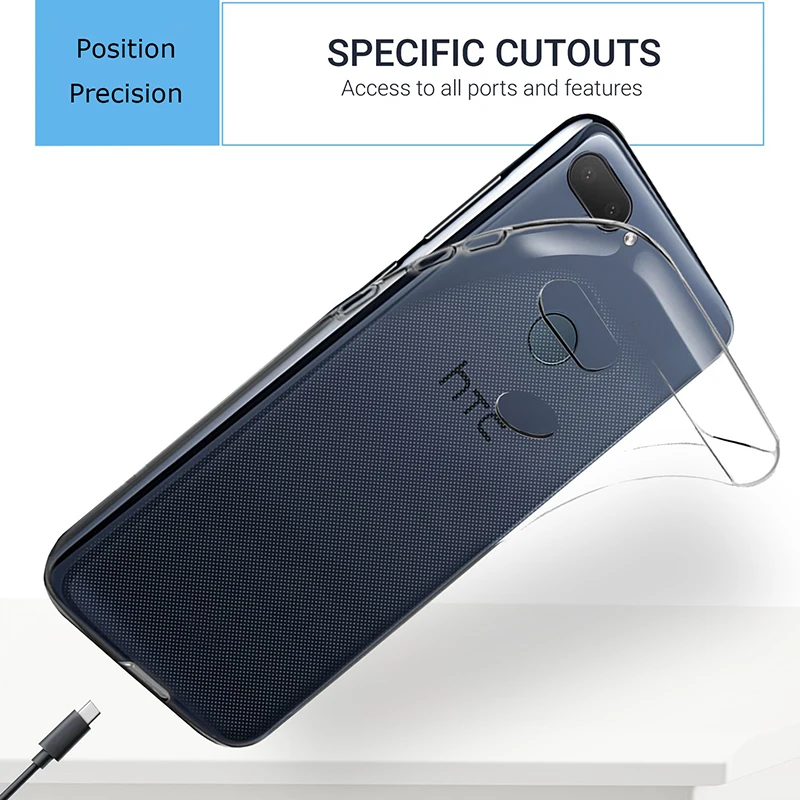 Высококачественные прозрачные чехлы для HTC Desire 12 12s Plus задней панели телефона