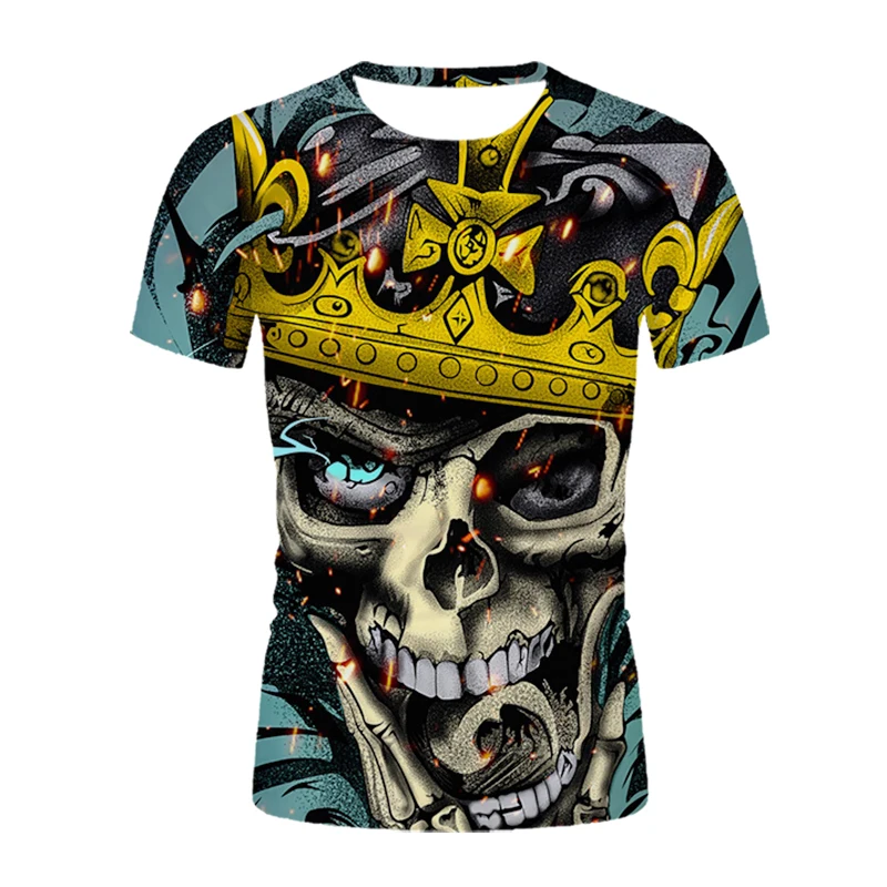 

Summer Skull Head Men T-Shirt New 3D Digital Print Mens Skeleton Devil's T Shirt Black Horrible t-shirt unisex casual tops shirt