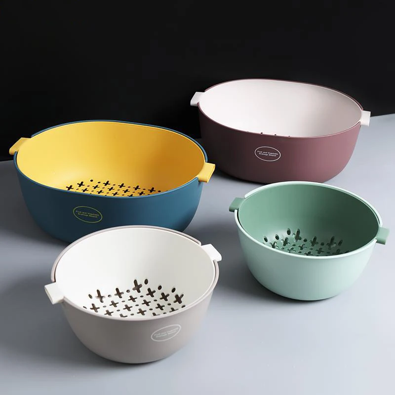 

Plastic Colander Rice Bowl Drain Basket Fruit Bowl Washing Drain Basket With Handle Washing Basket Home Kitchen Organizer