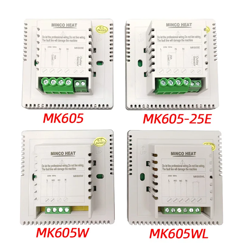 MK605 Minco Heat 3A 16A 25A Электрический или водный 230 в цифровой ЖК-дисплей Еженедельный программируемый терморегулятор для обогрева пола