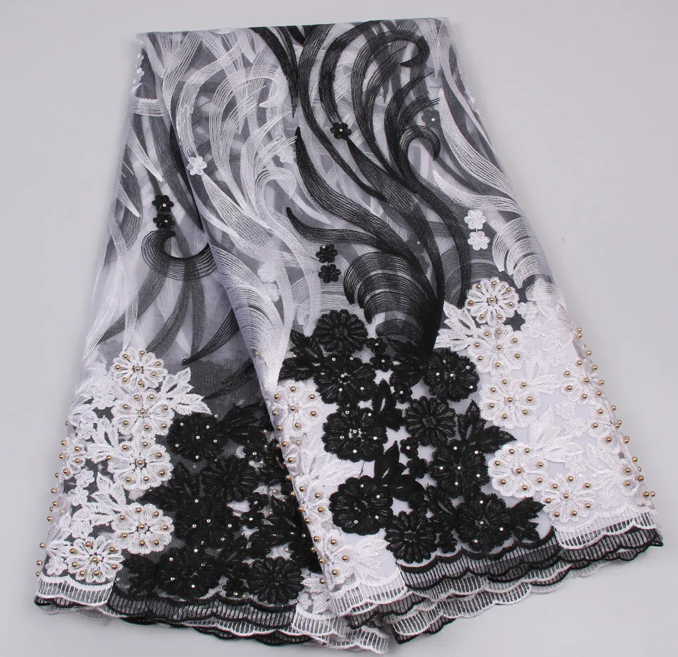 

Новая дизайнерская вышивка африканская сетчатая кружевная ткань с камнями и бисером тюль кружева ткань для свадьбы, в нигерийском стиле фр...