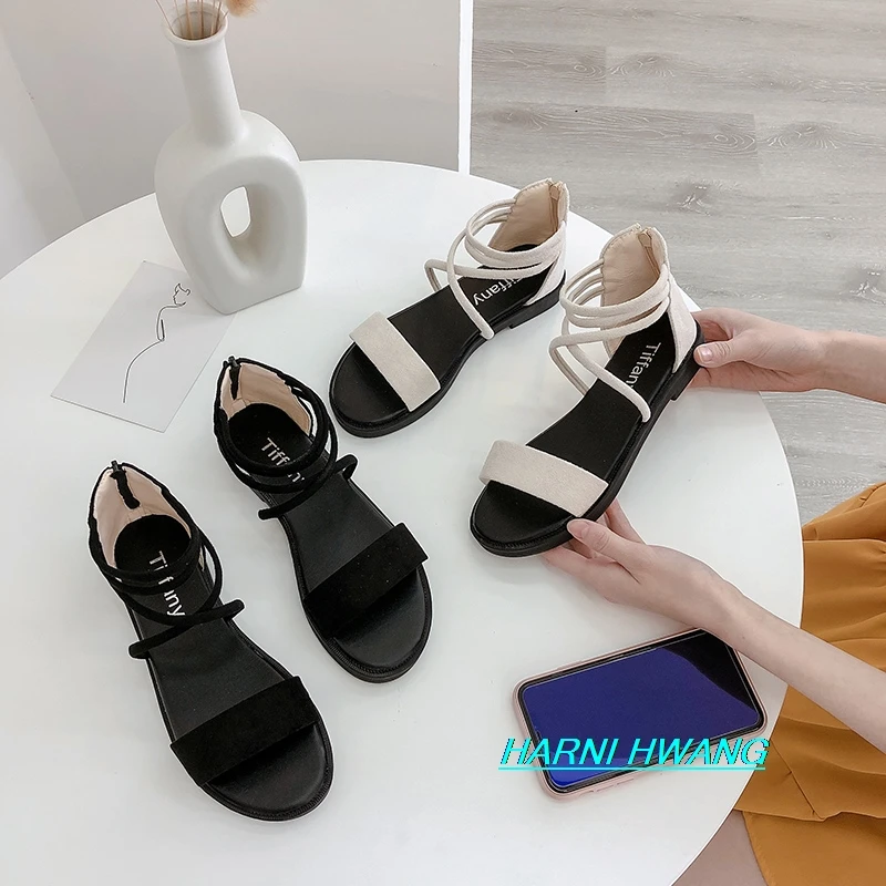 

Summer Women's Wrap-heel Sandals Simple And Fashionable All-match Luxury Women's Shoes European Roman Style Comfortable Slippers