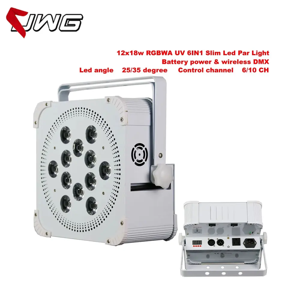 

8pcs/lot Wireless Battery 12x18w 6in1 RGBWA UV Led Par Stage Light 25/35 Degree Angle For Dj Effect Wedding Disco