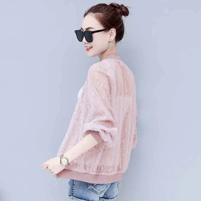 Женский короткий кардиган с длинным рукавом повседневный тонкий защитой от