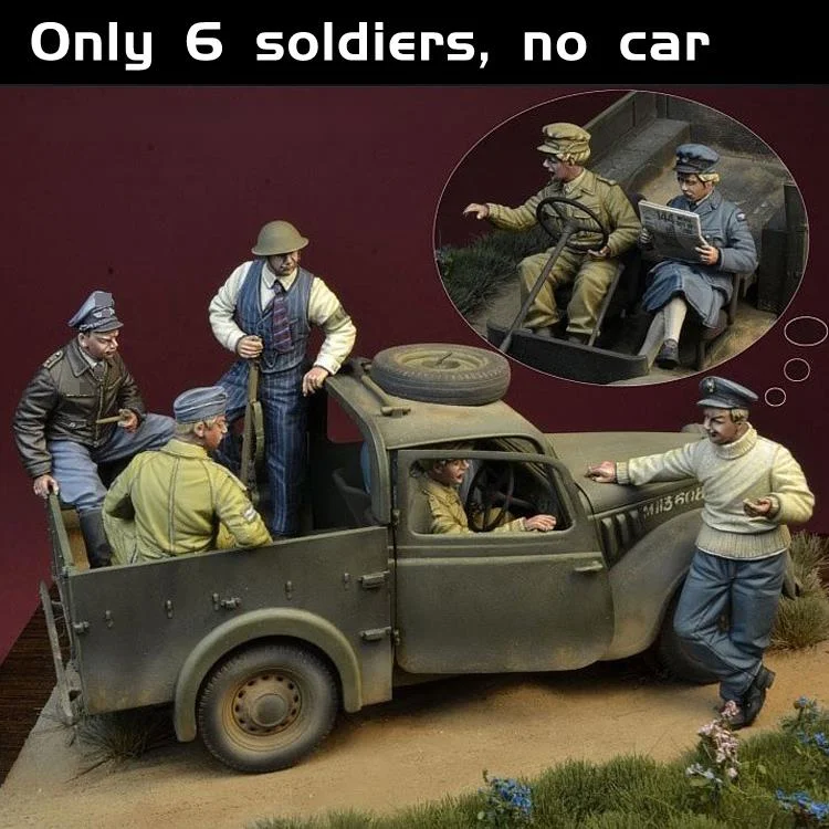 1/35 Scale Die-cast Resin Figure WWII Soldier Model (no Car) Unpainted Free Shipping